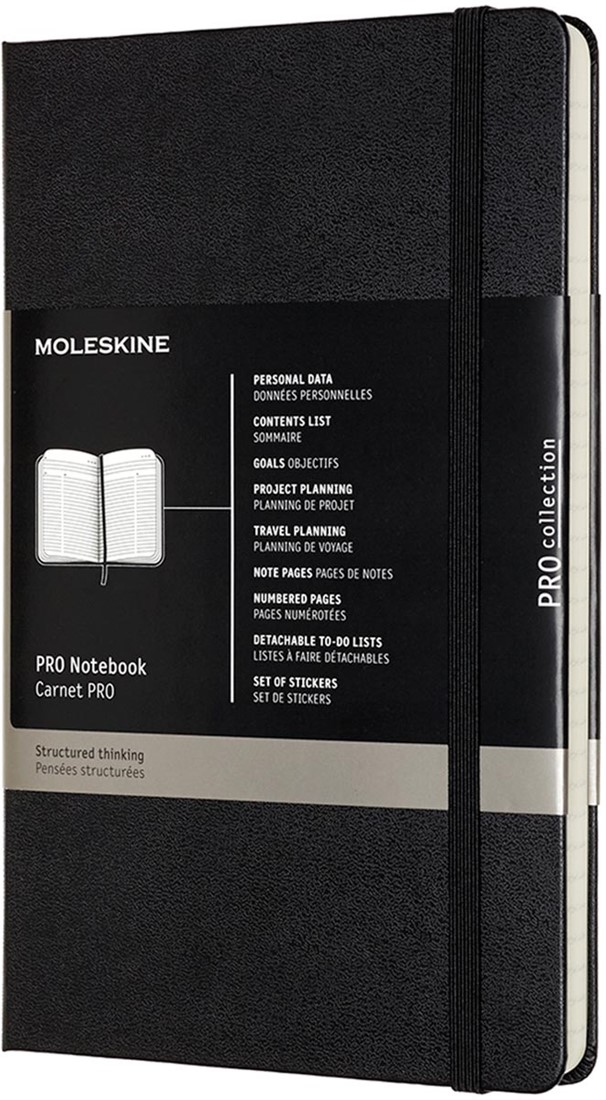 Elektronisch mineraal Regenboog Moleskine notitieboek professional, ft A4, gelijnd, harde cover, 189 blad,  zwart One-Stop-Office-Shop.nl